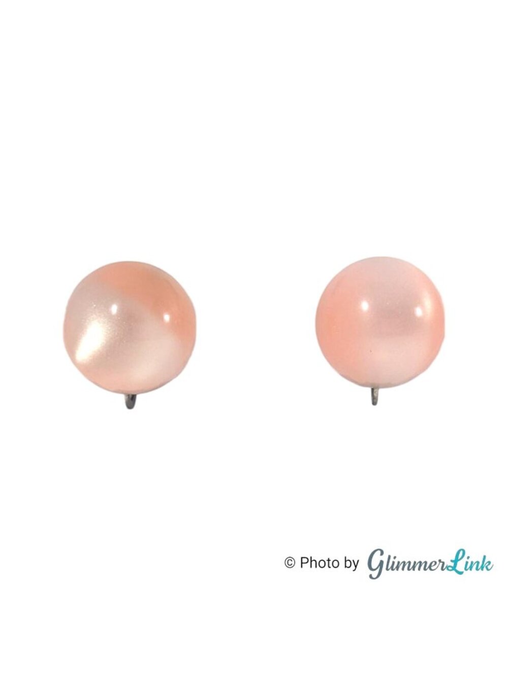 Vintage Pink Moonglow Lucite Dome Small 5/8" Round Screw Back Earrings